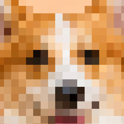 Close-up of the corgi pixel art at pixel size 24