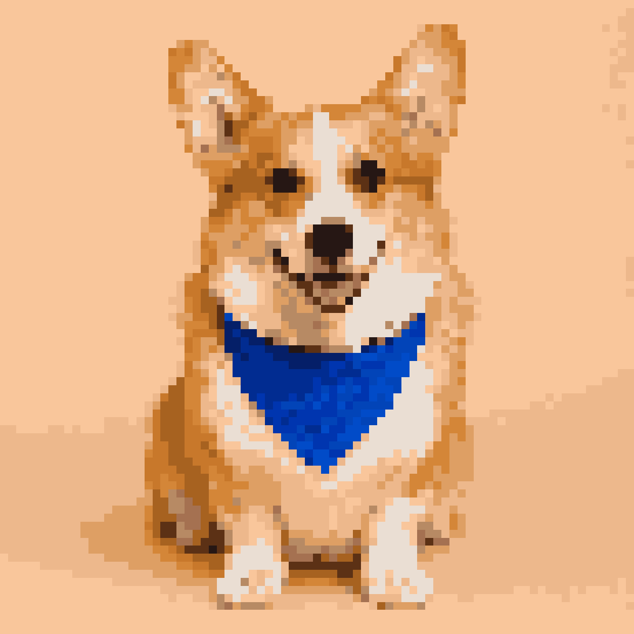 The same corgi converted into pixel art